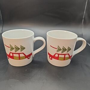 CRATE & BARREL Yule Tree Child's 6 oz/3" Mugs Design By Julia Rothmam Set of 2
